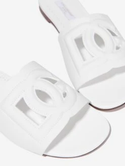 Girls Leather Cut Out Logo Sliders 6 Girls Leather Cut Out Logo Sliders -Childrens Clothing Store DOLCEANDGABBANA C28185 3