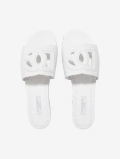 Girls Leather Cut Out Logo Sliders 7 Girls Leather Cut Out Logo Sliders -Childrens Clothing Store DOLCEANDGABBANA C28185 4