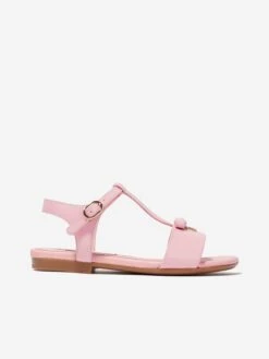 Girls Patent Leather Logo Sandals In Pink
