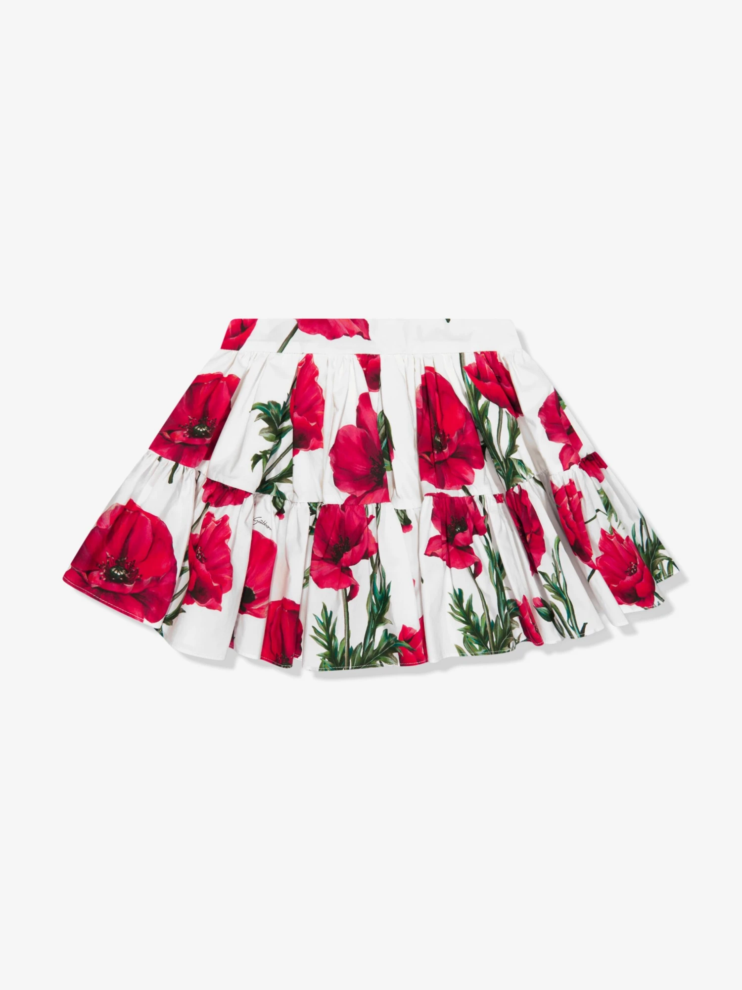 Girls Poppy Print Skirt In White 1 Girls Poppy Print Skirt In White