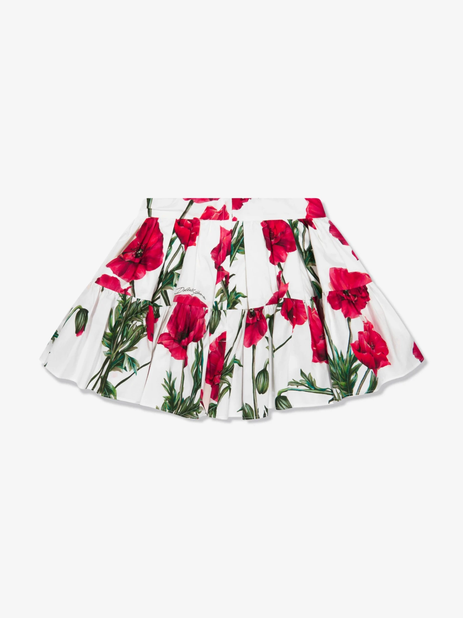 Girls Poppy Print Skirt In White 2 Girls Poppy Print Skirt In White - Image 2
