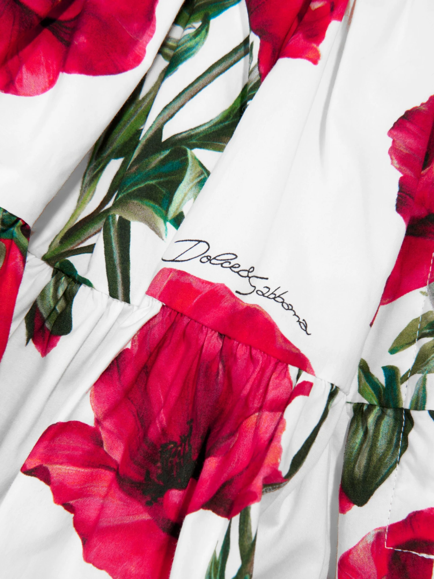 Girls Poppy Print Skirt In White 3 Girls Poppy Print Skirt In White - Image 3