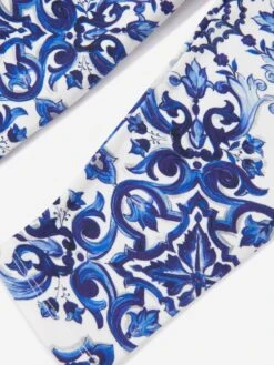 Baby Girls Majolica Print Leggings 7 Baby Girls Majolica Print Leggings -Childrens Clothing Store DOLCEANDGABBANA U89481 4