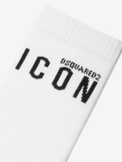Kids Icon Logo Socks In White -Childrens Clothing Store DSQS4015 WHITE 3