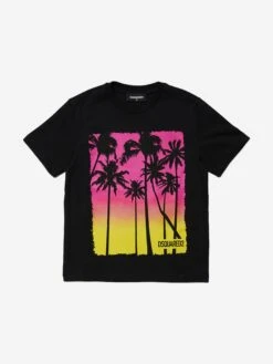 Kids Palm Tree T-Shirt In Black