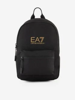 EA7 Emporio Armani Kids Gold Logo Backpack In Black (33cm)