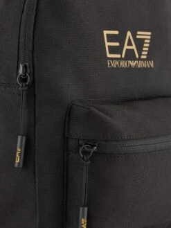 EA7 Emporio Armani Kids Gold Logo Backpack In Black (33cm) -Childrens Clothing Store EA7S4001 BLACK GOLD LOGO 5