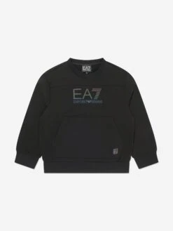 EA7 Emporio Armani Boys Iridescent Logo Sweatshirt In Black