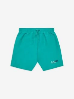EA7 Emporio Armani Boys Logo Swim Shorts In Green