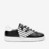 EA7 Emporio Armani Kids Leather Logo Trainers In Black