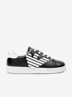 EA7 Emporio Armani Kids Leather Logo Trainers In Black
