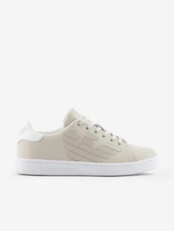 EA7 Emporio Armani Kids Leather Logo Trainers In Beige