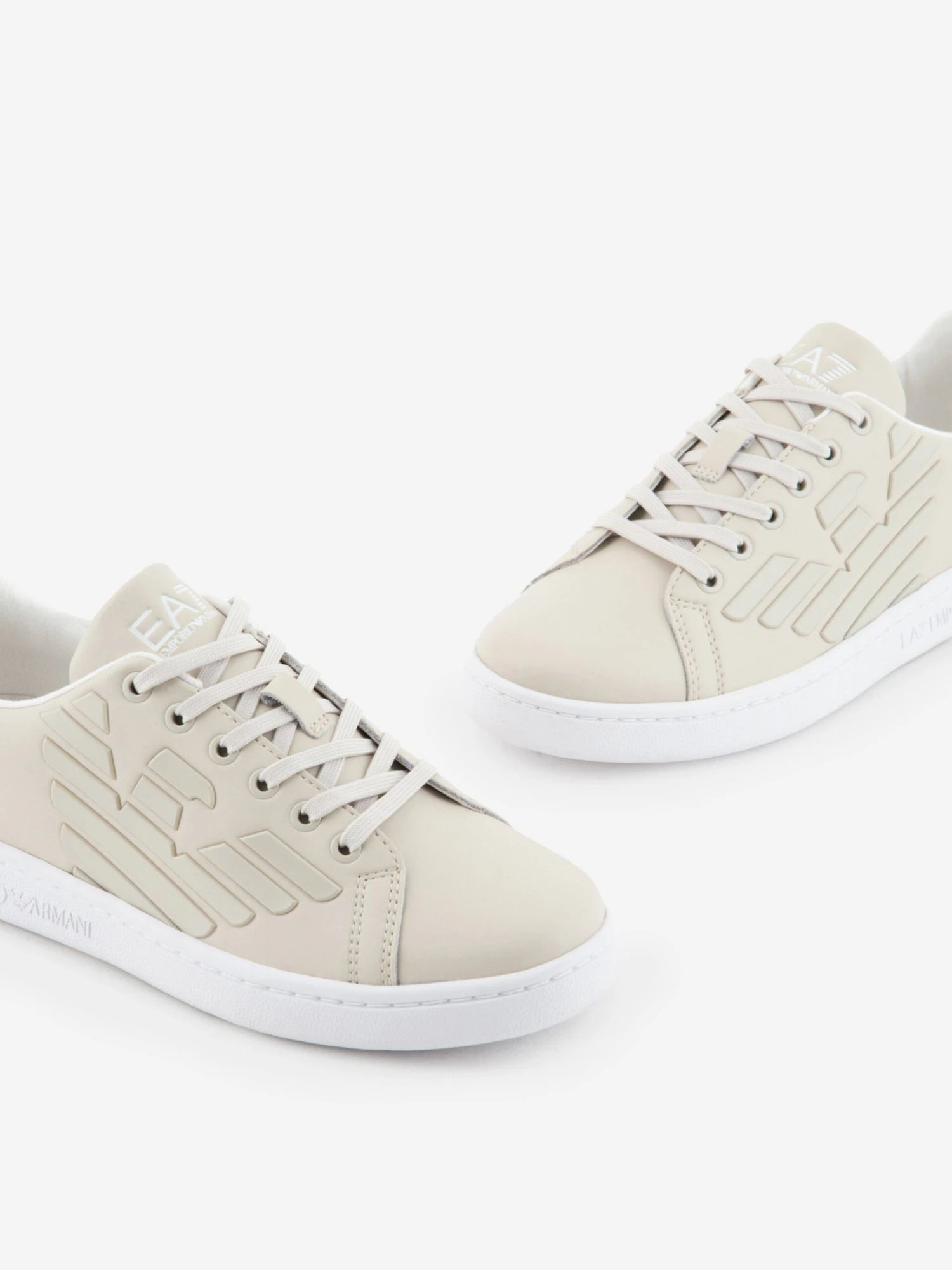 EA7 Emporio Armani Kids Leather Logo Trainers In Beige 3 EA7 Emporio Armani Kids Leather Logo Trainers In Beige - Image 3