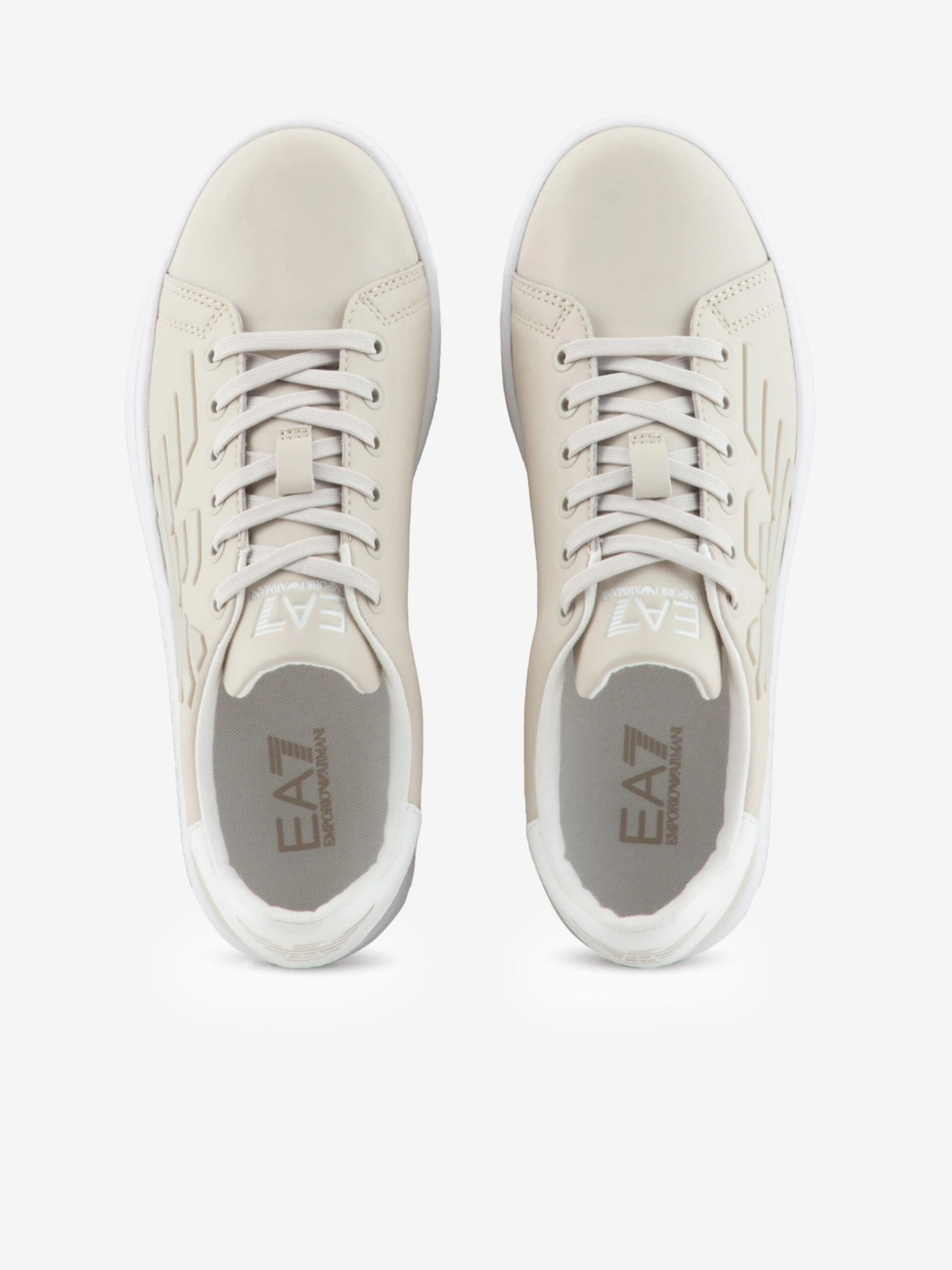 EA7 Emporio Armani Kids Leather Logo Trainers In Beige 4 EA7 Emporio Armani Kids Leather Logo Trainers In Beige - Image 4