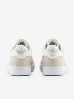 EA7 Emporio Armani Kids Leather Logo Trainers In Beige 10 EA7 Emporio Armani Kids Leather Logo Trainers In Beige -Childrens Clothing Store EA7S4094 RAINY DAY WHITE 5