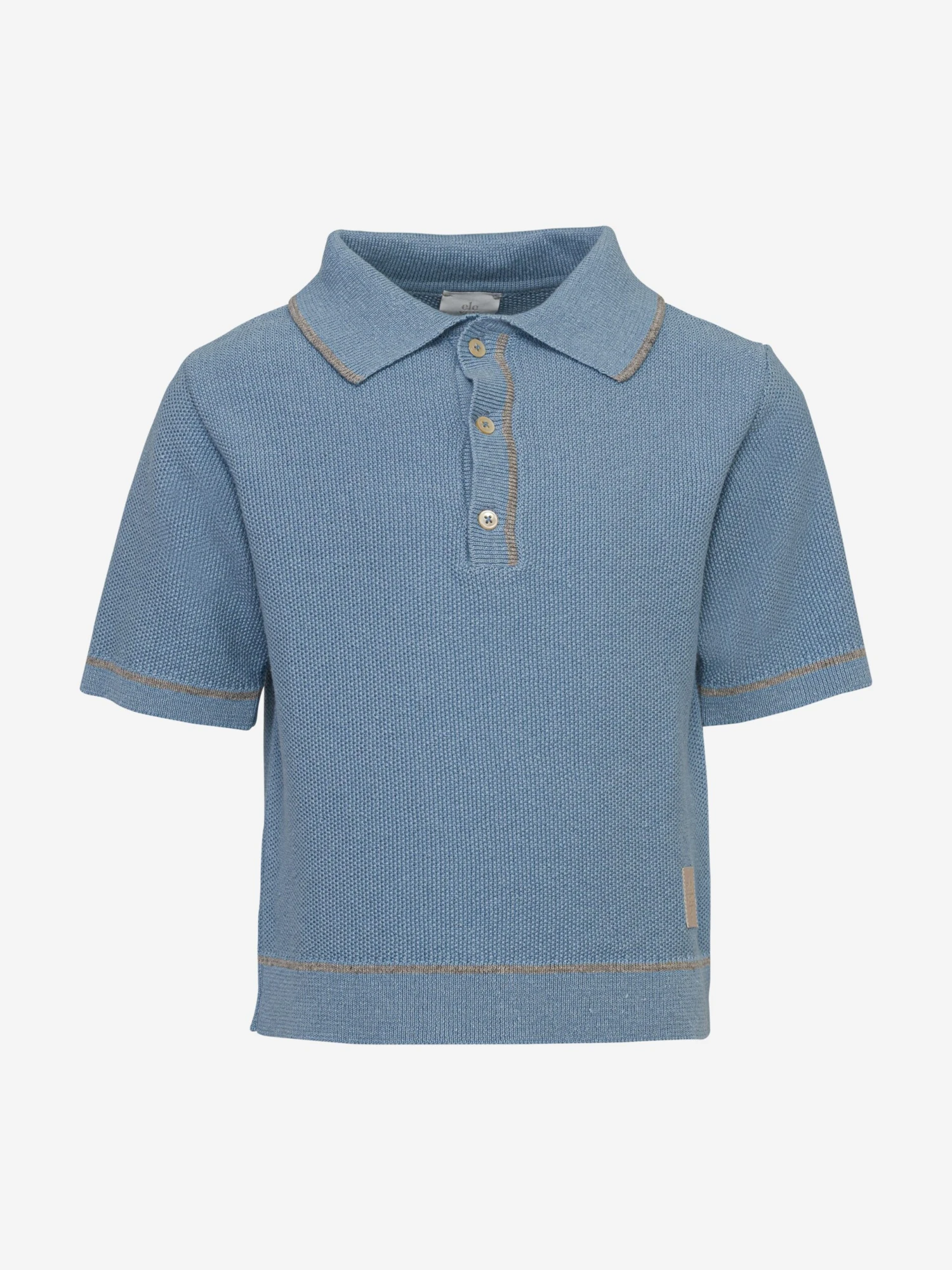 ELEVENTY Boys Linen Knit Polo Shirt In Blue 5 ELEVENTY Boys Linen Knit Polo Shirt In Blue - Image 5