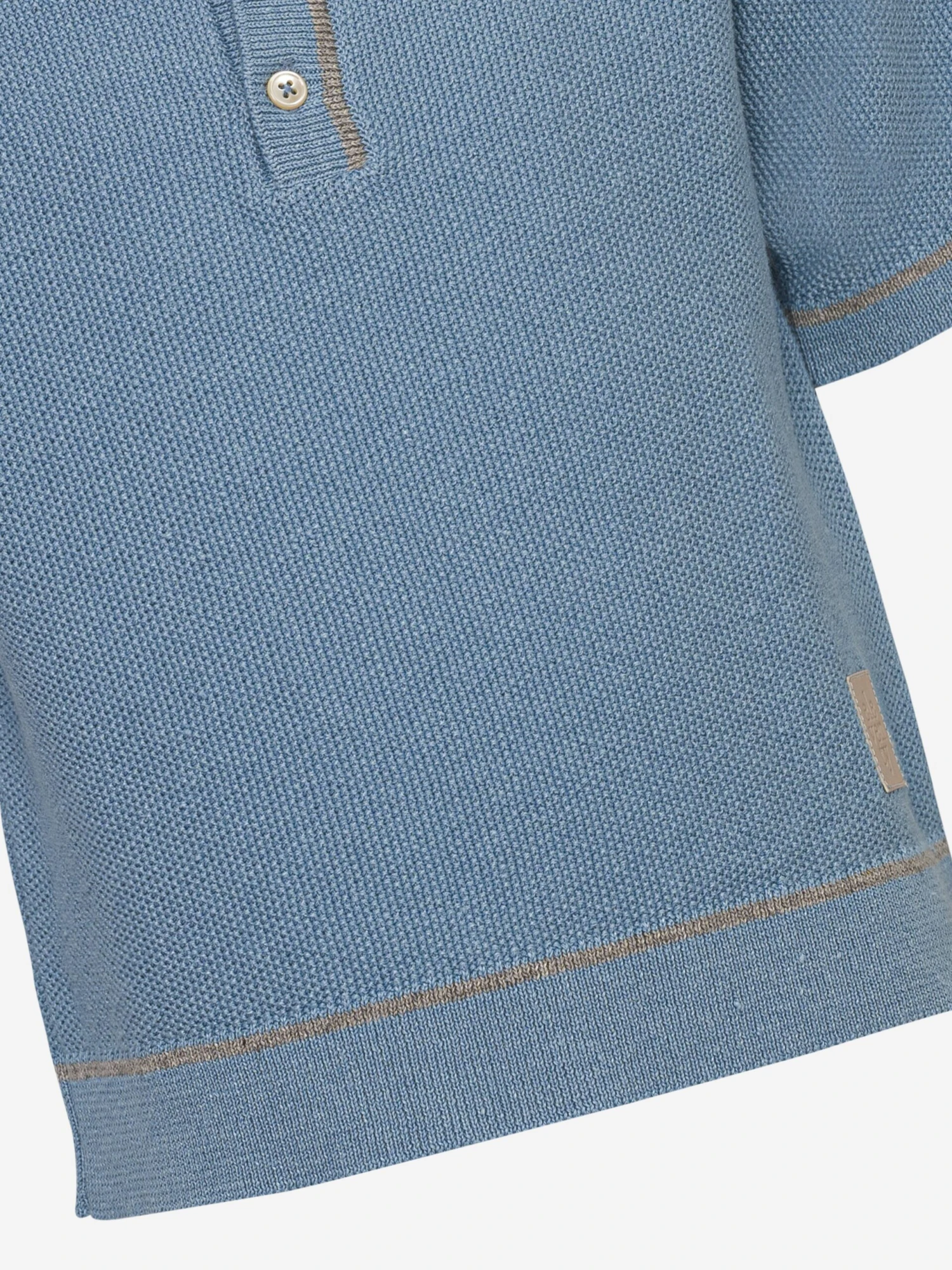 ELEVENTY Boys Linen Knit Polo Shirt In Blue 8 ELEVENTY Boys Linen Knit Polo Shirt In Blue - Image 8