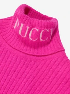 Girls Roll Neck Knitted Jumper In Pink -Childrens Clothing Store EMIA3058 590 3