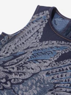 Etro Girls Jacquard Bird And Flower Dress In Navy -Childrens Clothing Store ETRS4013 BLUE WHITE 3