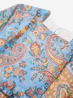 Etro Girls Floral Paisley Dress In Bluw 6 Etro Girls Floral Paisley Dress In Bluw -Childrens Clothing Store ETRS4018 CELESTE MULTICOLOR 3