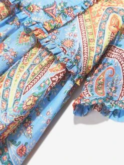 Etro Girls Floral Paisley Dress In Bluw 7 Etro Girls Floral Paisley Dress In Bluw -Childrens Clothing Store ETRS4018 CELESTE MULTICOLOR 4