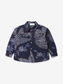 Etro Boys Jacquard Bird And Flower Jacket In Navy
