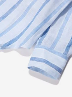 Etro Boys Striped Linen Shirts In White -Childrens Clothing Store ETRS4025 WHITE BLUE 4