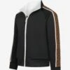 Boys FF Logo Tape Zip Up Sweat Top In Black