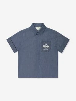 Boys Chambray Pocket Shirt In Blue