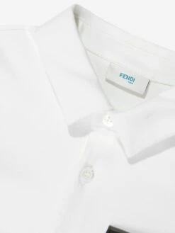 Baby Boys FF Logo Polo Shirt In White 7 Baby Boys FF Logo Polo Shirt In White -Childrens Clothing Store FENDI D54609 4