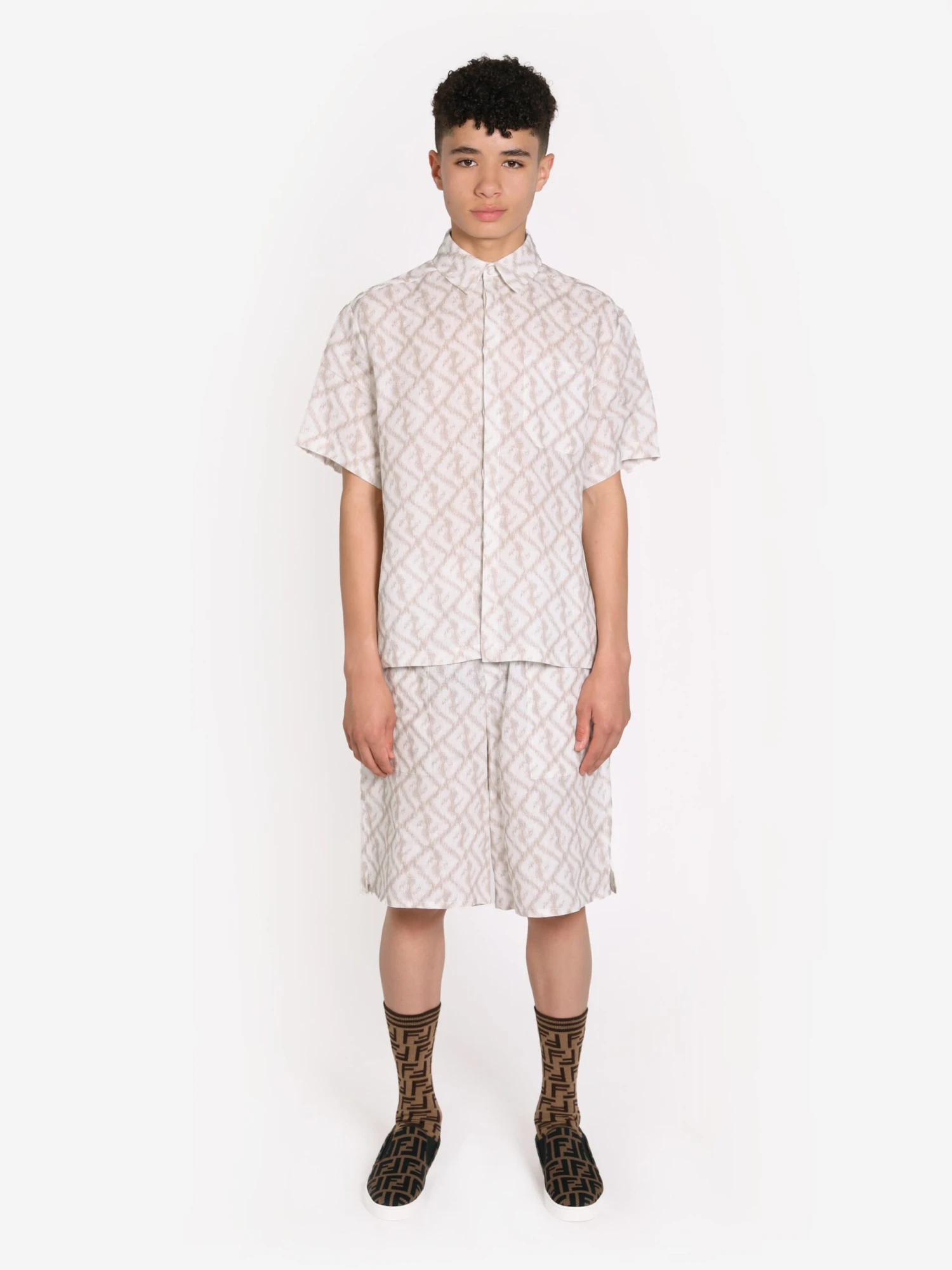 Boys Short Sleeve Linen Logo Shirt In Ivory 6 Boys Short Sleeve Linen Logo Shirt In Ivory - Image 6