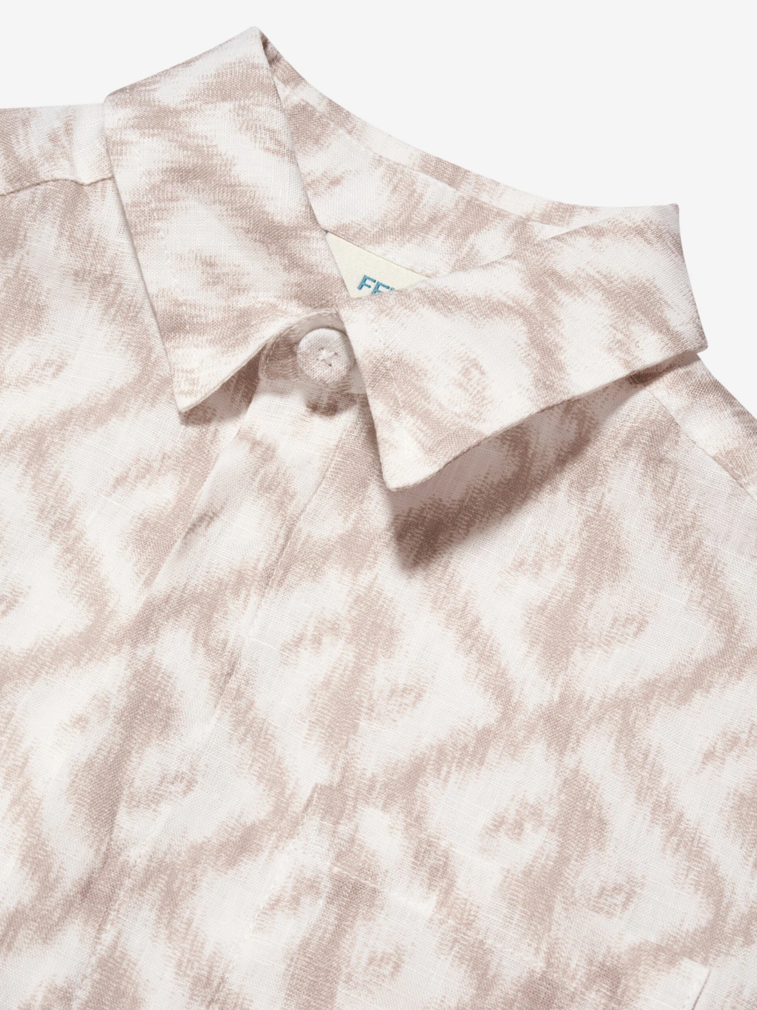 Boys Short Sleeve Linen Logo Shirt In Ivory 5 Boys Short Sleeve Linen Logo Shirt In Ivory - Image 5