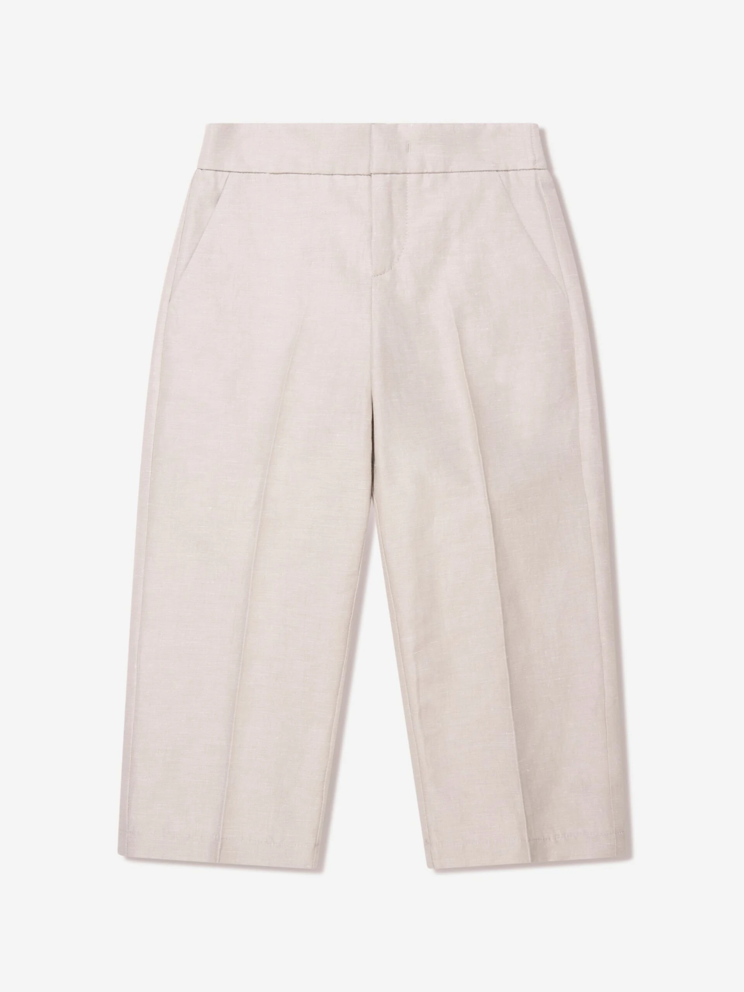 Boys Cotton And Linen Trousers In Beige 1 Boys Cotton And Linen Trousers In Beige