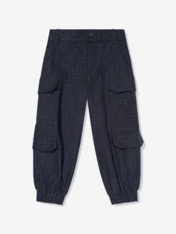 Kids FF Jacquard Cargo Trousers In Navy