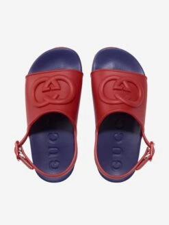 Kids GG Rubber Sandals In Red 7 Kids GG Rubber Sandals In Red -Childrens Clothing Store GUCS3178 6537 4