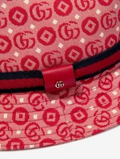 Kids Monogram Fedora In Red -Childrens Clothing Store GUCS3199 6174 4