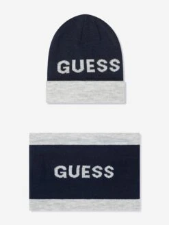 Guess Boys Hat And Snood Set In Navy