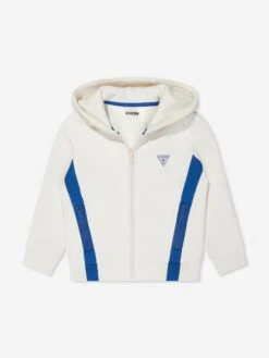 Guess Boys Logo Zip Up Top In White