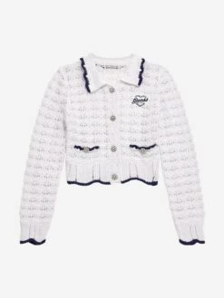 Guess Girls Knitted Cardigan In White