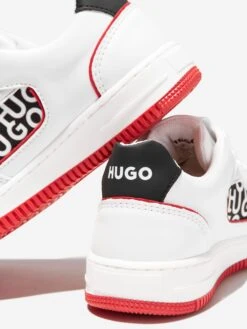 Hugo Boys Faux Leather Logo Trainers In White 6 Hugo Boys Faux Leather Logo Trainers In White -Childrens Clothing Store HUGS3053 10P 3