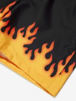 Hugo Boys Flames Print Swm Shorts In Black 6 Hugo Boys Flames Print Swm Shorts In Black -Childrens Clothing Store HUGS4005 BLACK YELLOW 3