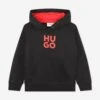 Hugo Boys Logo Print Hoodie In Black