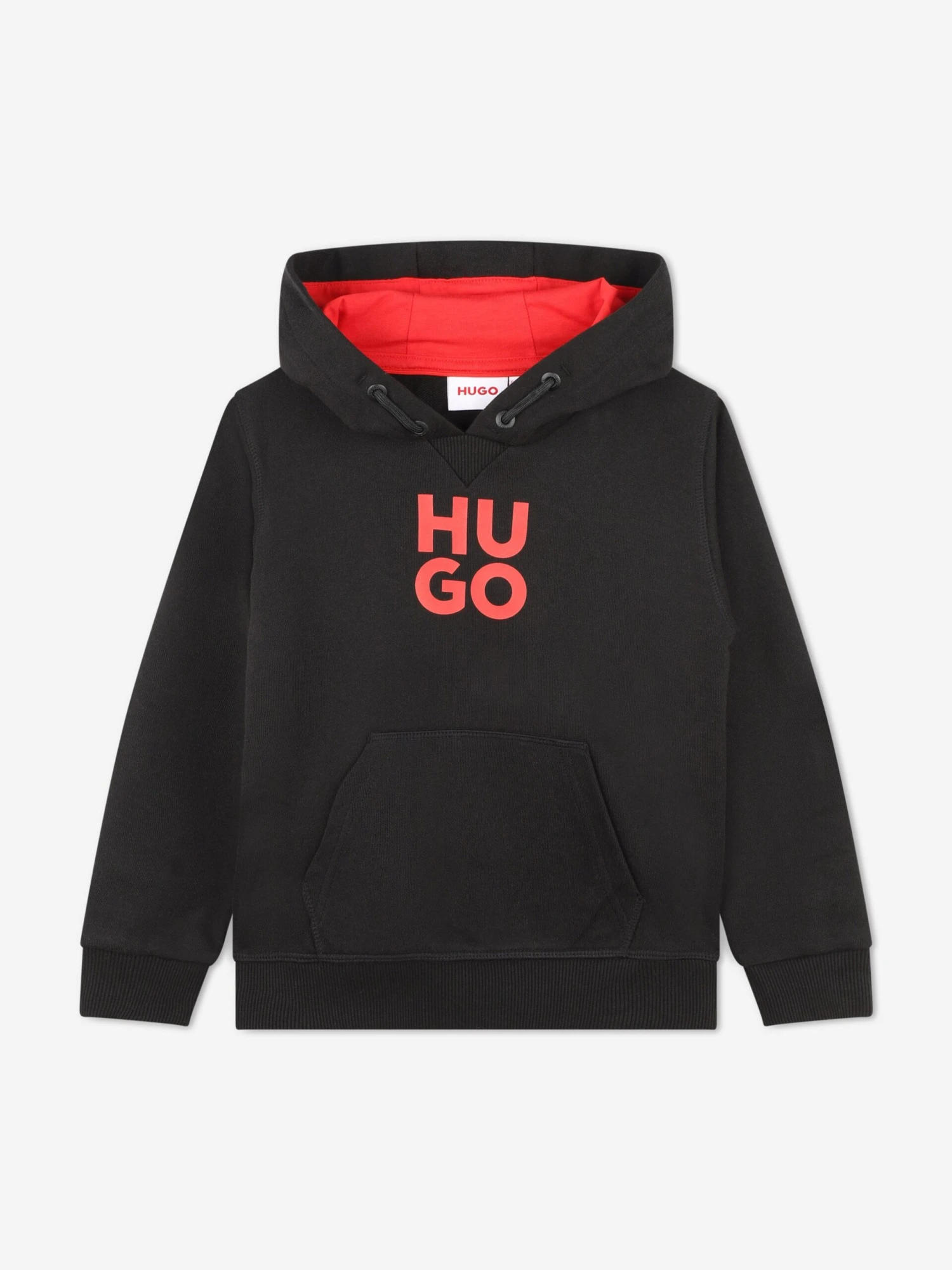 Hugo Boys Logo Print Hoodie In Black 1 Hugo Boys Logo Print Hoodie In Black