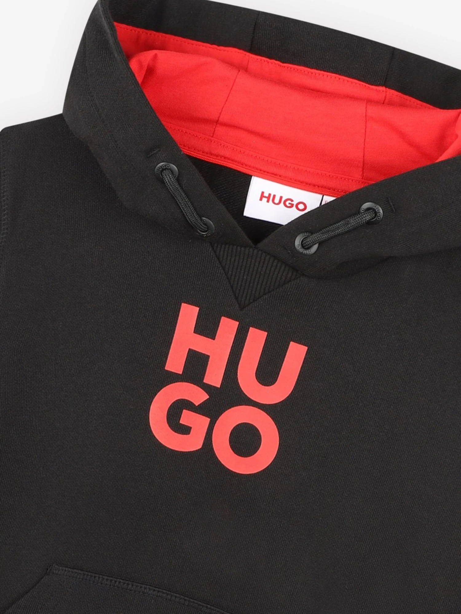 Hugo Boys Logo Print Hoodie In Black 3 Hugo Boys Logo Print Hoodie In Black - Image 3