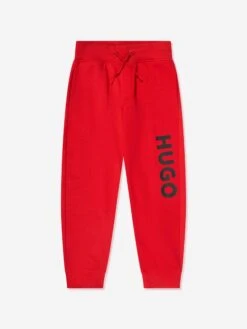 Hugo Boys Logo Print Joggers In Red