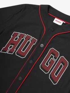 Hugo Boys Jersey Baseball Shirt In Black -Childrens Clothing Store HUGS4050 BLACK 3