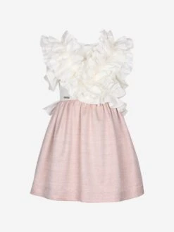 Girls Jabot Dress In Pink