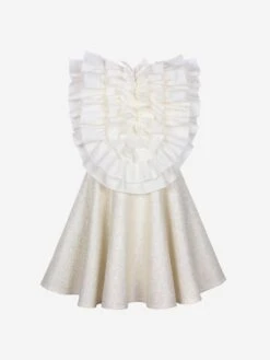 Girls Jacquard Sparkle Sleeveless Dress In White