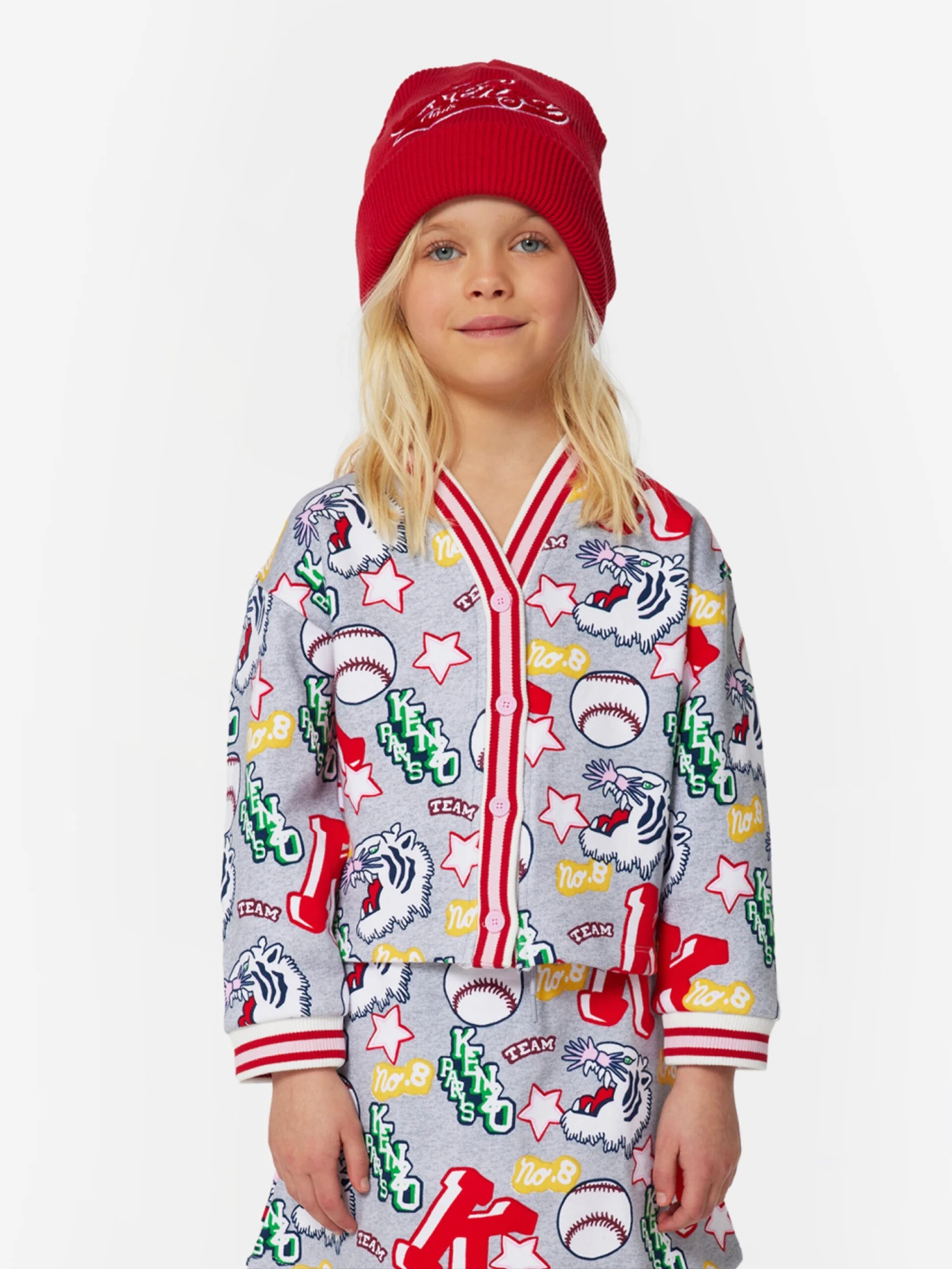 Kenzo Kids Girls Kenzo Club Cardigan In Grey 1 Kenzo Kids Girls Kenzo Club Cardigan In Grey