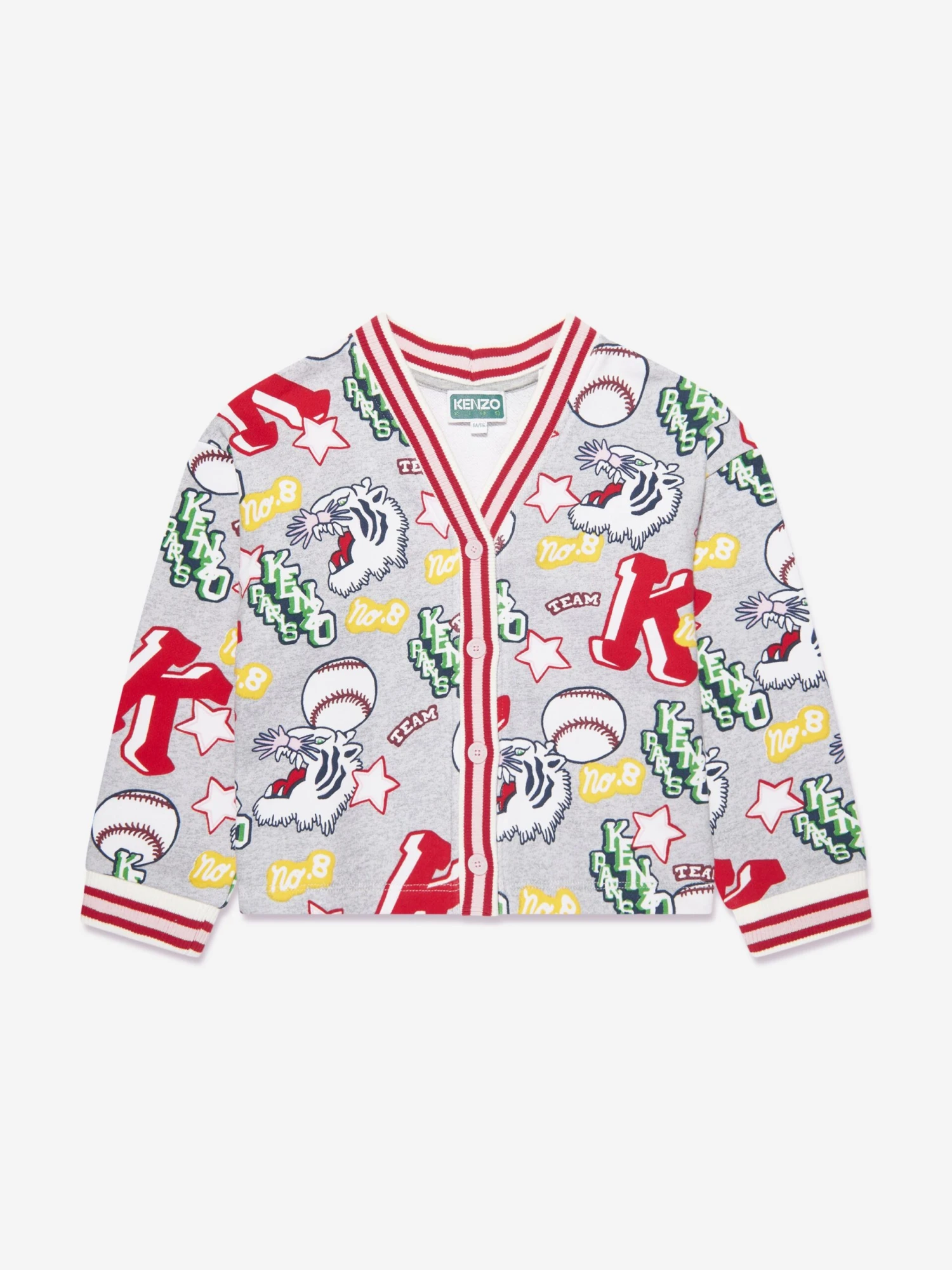 Kenzo Kids Girls Kenzo Club Cardigan In Grey 2 Kenzo Kids Girls Kenzo Club Cardigan In Grey - Image 2